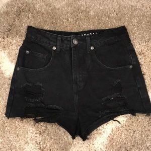 High Rise Denim Torn Shorts